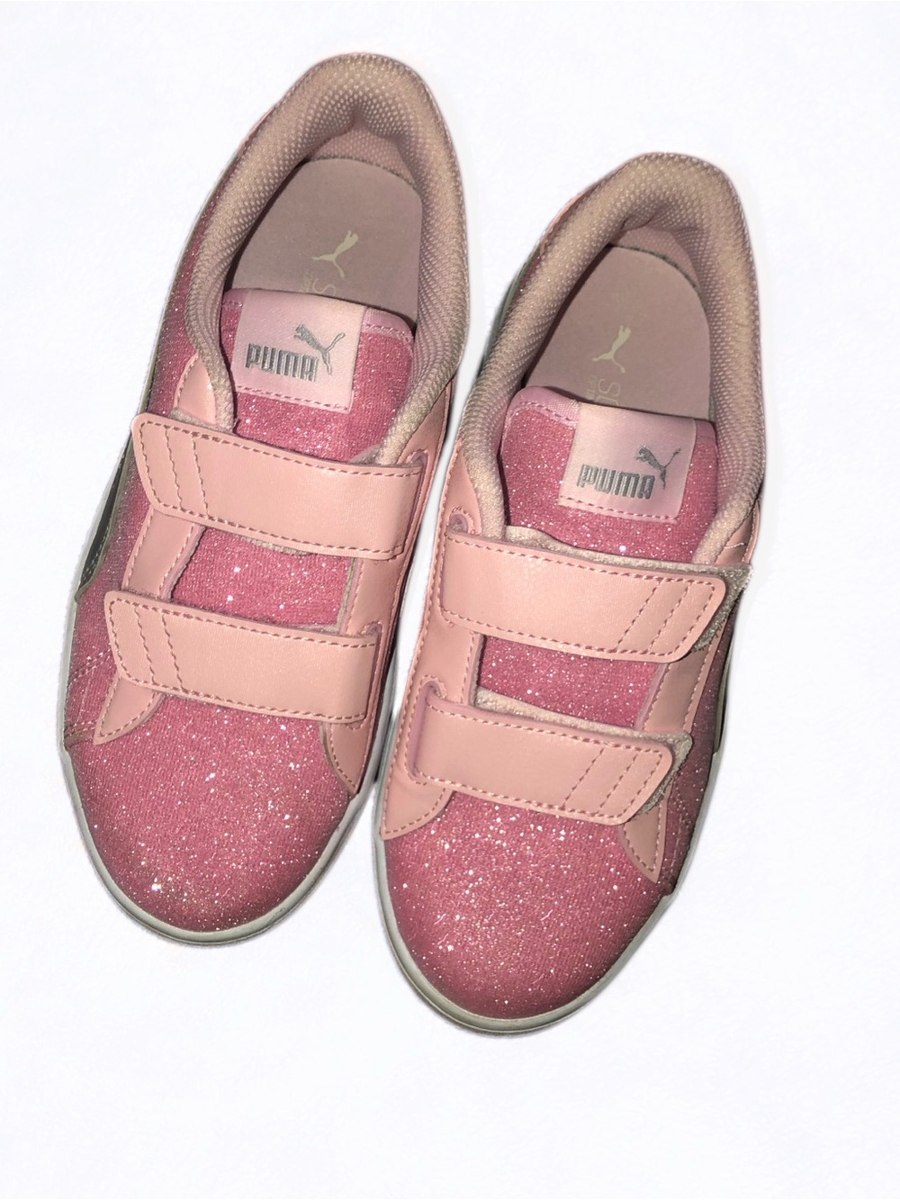 Puma Girls Pink Glitter Velcro Sneakers